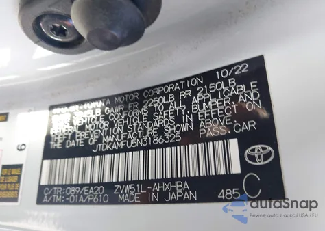 2022 Toyota Prius Xle z USA, uszkodzony, nr VIN JTDKAMFU5N3186325